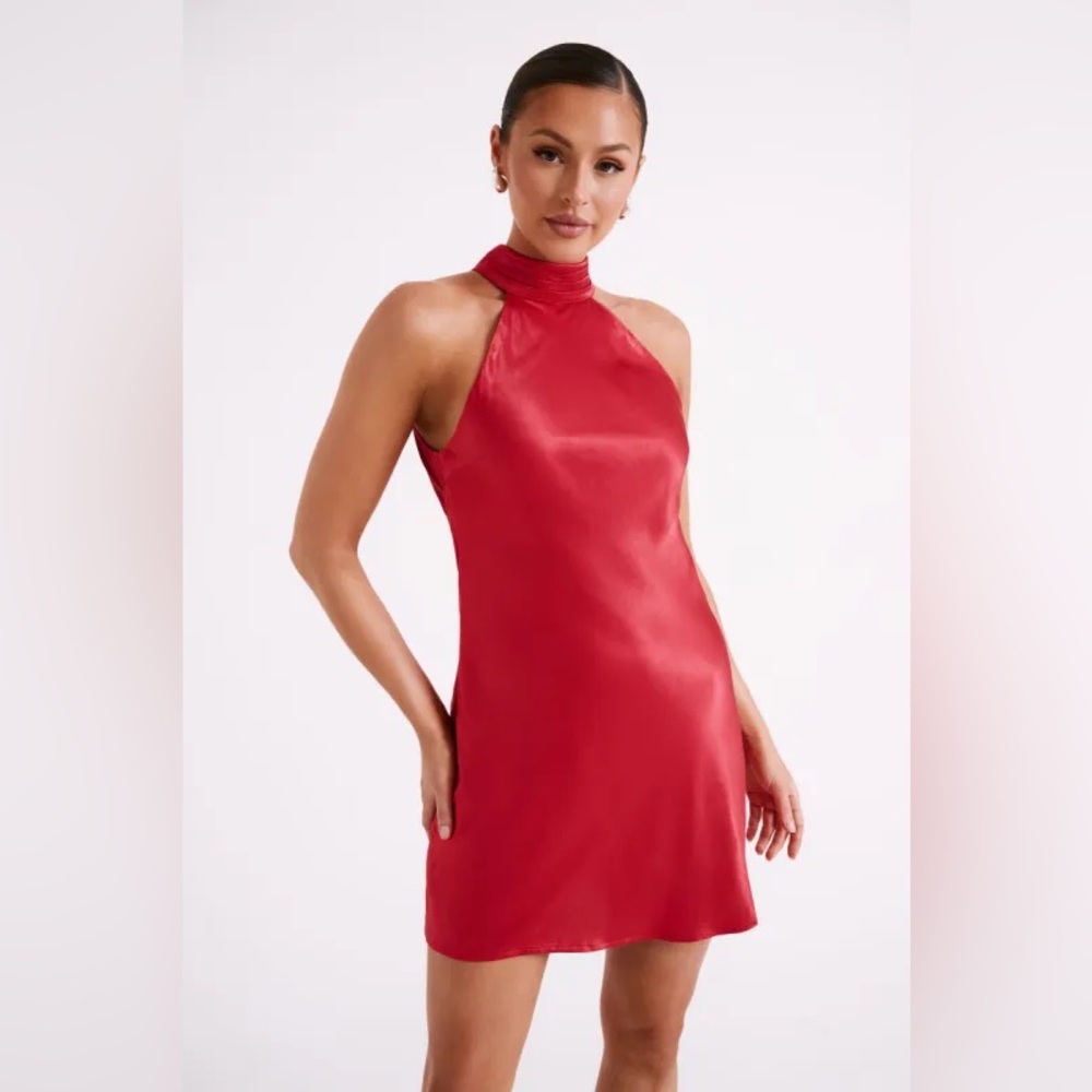 Meshki Claire A Line Mini Dress in Red